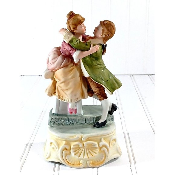 Vtg Lefton Music Box “A Time For Us" Young Couple On A Park Bench Figuri… - Picture 1 of 12